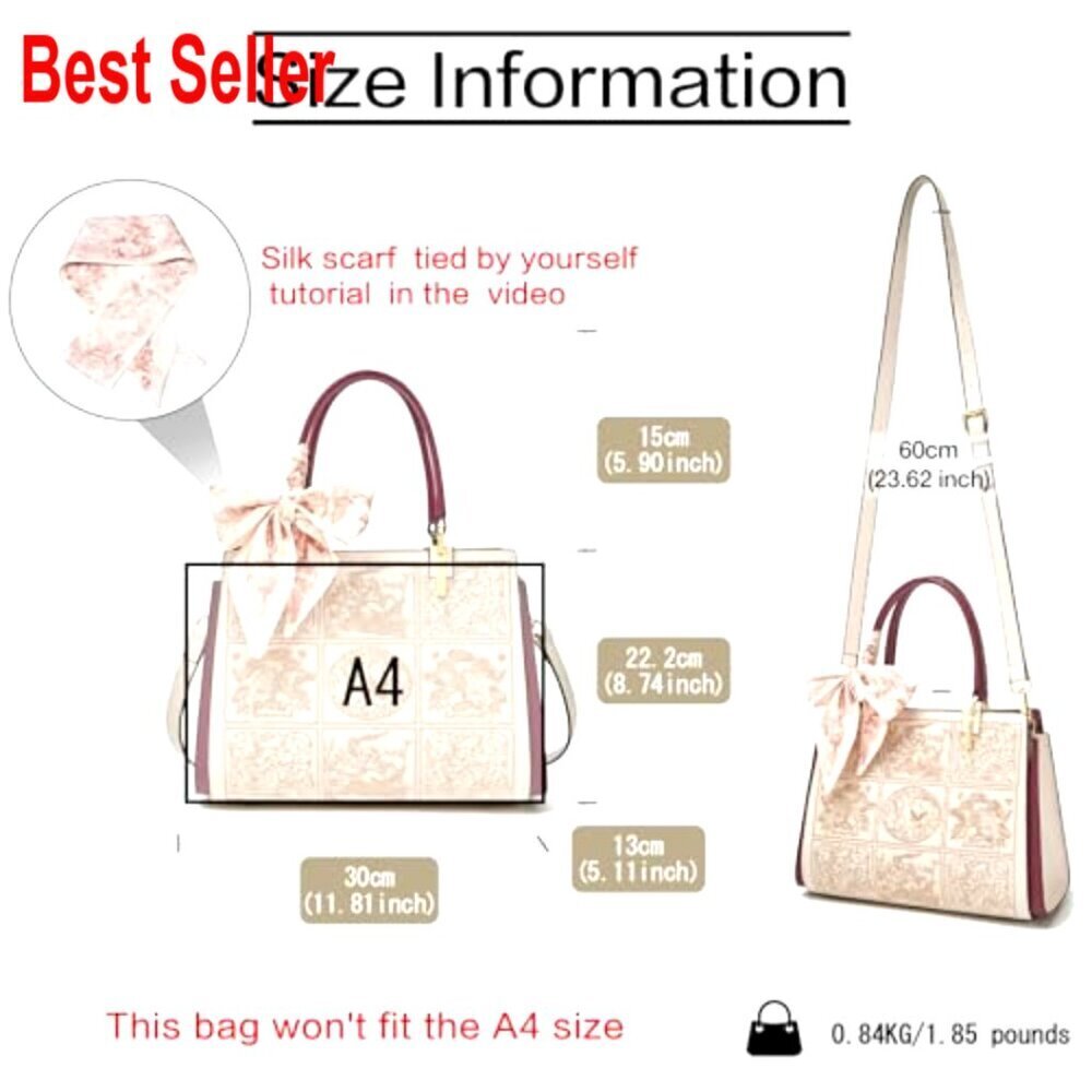 Genuine Leather Tote Bag with Adjustable Strap and Multiple Pockets - Picture 5 of 7